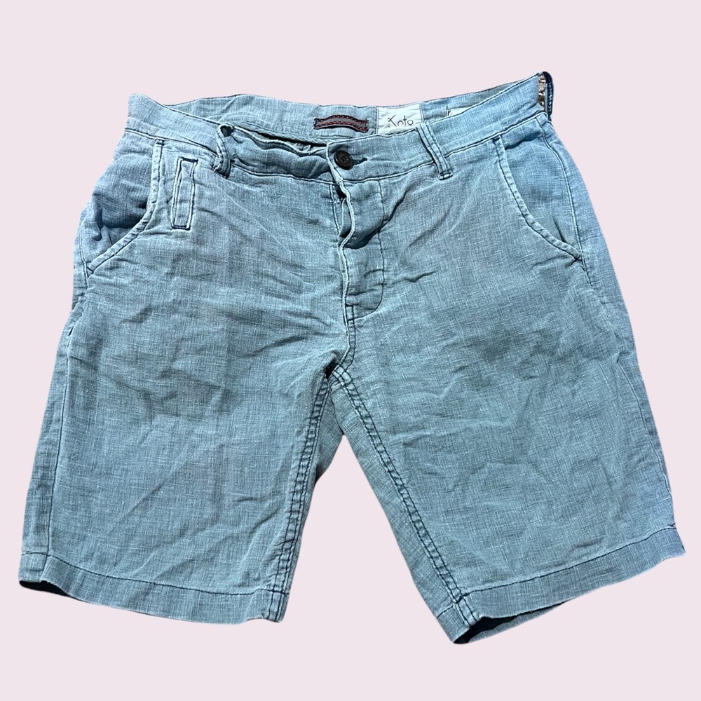 Koto Urban Outfitters Faded Teal Slim Linen and Cotton Shorts Size 30